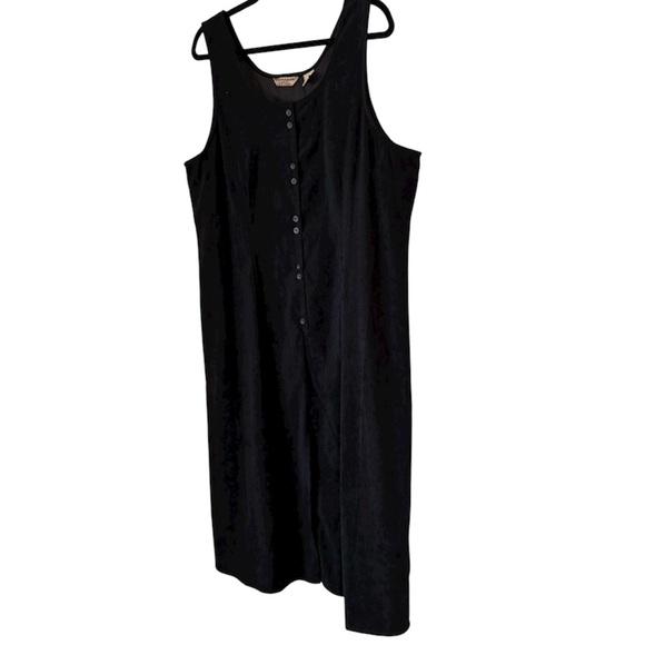 Vintage Womens Dress Sz 1X Faux Suede Maxi Sleeveless Jumper Modest Grannycore - Picture 1 of 11